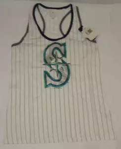 NEW MLB Seattle Mariners Pinstripe Jersey Style Tank Top Women XL NWT 55A6 - Picture 1 of 2