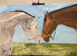 Acrylic Paint on Canvas The Horses - Picture 1 of 3