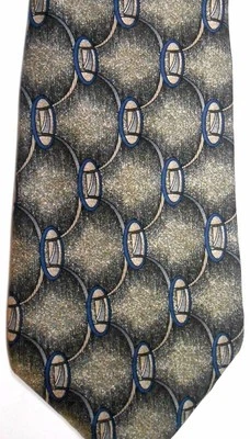 Barrington 男式丝绸领带 59.5 英寸 X 4 英寸多色几何图案 — 第 1/3 张图片