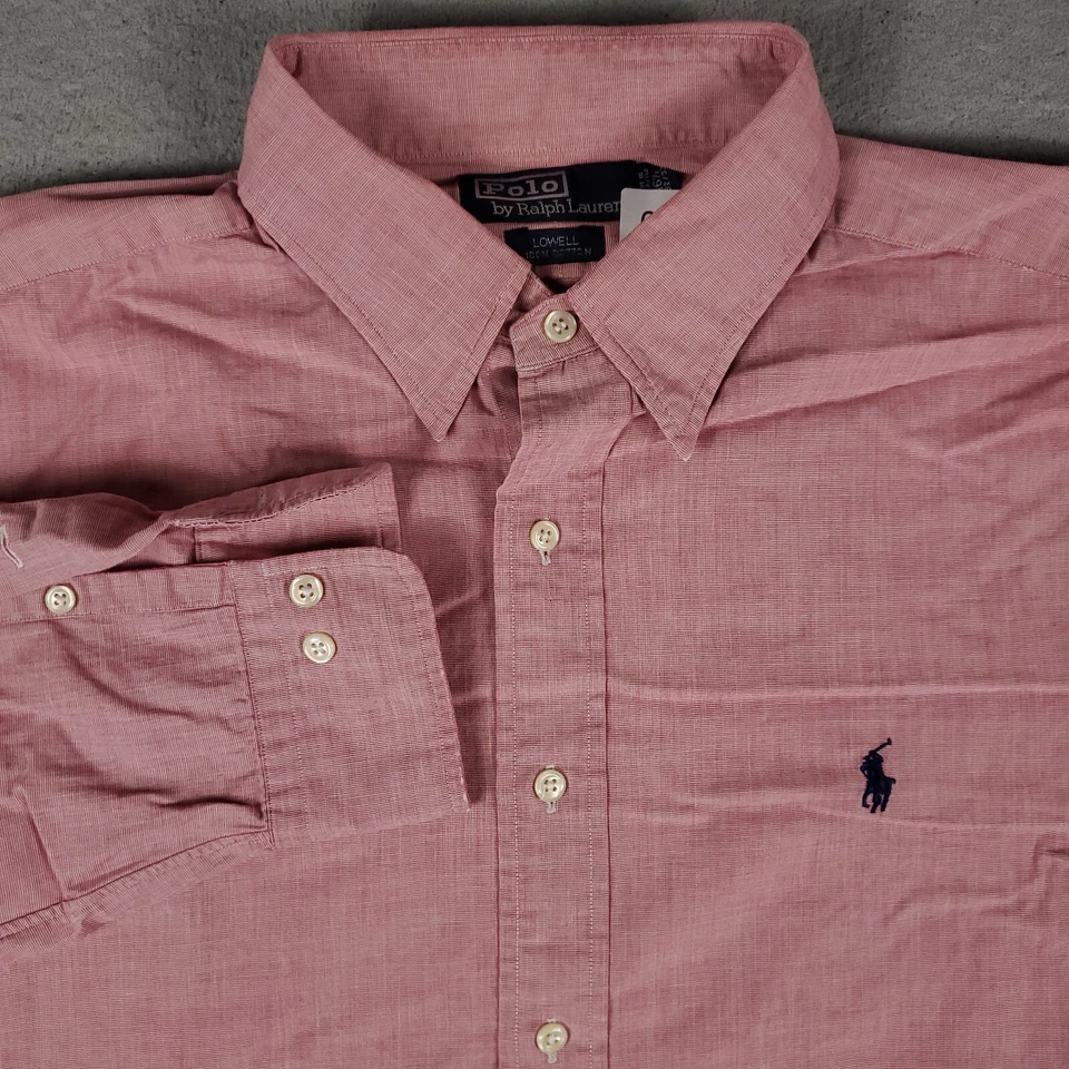 Camisa Ralph Lauren Para Hombre Talla 16 Rojo Pony Vestido Abotonado Manga Larga Foto 1 de 4