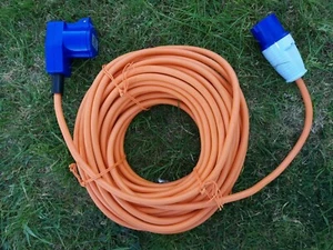 25M EHU CABLE COPPER 2.5mm sq HD VW CAMPER MOTORHOME CARAVAN Right angle plug - Picture 1 of 9