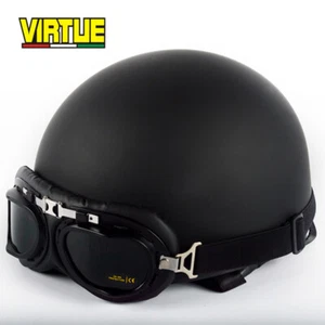 Vintage Motorcycle Half Helmet Unisex Adult Scooter Chopper Helmet with Goggles - Picture 1 of 14
