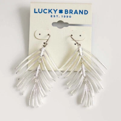 New Lucky Brand Feather Drop Earrings Gift Fashion Women Party Holiday Jewelry - Image 1 of 3