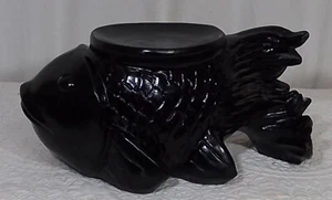Carved Koi Fish Art Sculpture Plant/Candle Holder Decorative Resin Wood Look Vtg - Picture 1 of 9