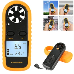 LCD Digital Anemometer Handheld Air Flow Wind Speed Meter Gauge NTC Thermometer - Picture 1 of 8
