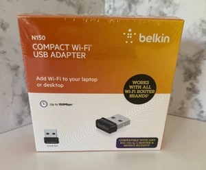 Belkin N150 Compact Wi-Fi USB for Laptop or Desktop Up to 150Mbps - Picture 1 of 3