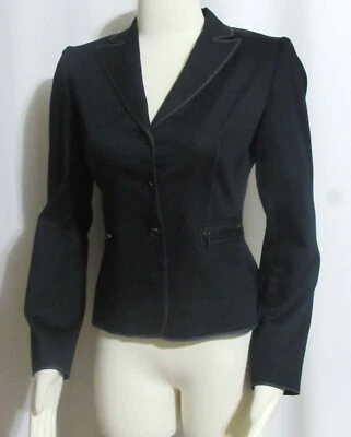 NUEVA Chaqueta Blazer Para Mujer Damas TAHARI Negra Completamente Forrada Imitación Denim A Medida 2 Foto 1 de 4
