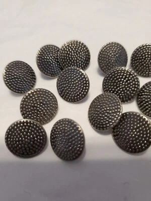 Vintage Patterned Pewter Buttons  5/8" Set 13 Many Tiny Knobs Other Cast Metal - Image 1 of 3