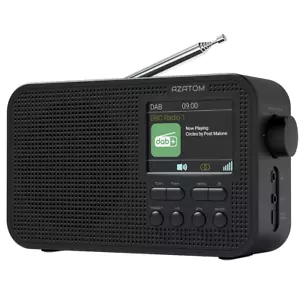 DAB+ FM Radio Clock Alarm Speaker Bluetooth Portable Battery AZATOM Aspire Black - Picture 1 of 8