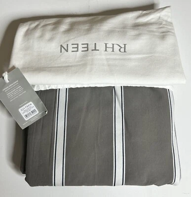 Restoration Hardware Teen Vintage Crew Stripe Duvet Cover Twin Charcoal $139 - Image 1 of 4