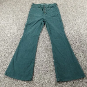 American Eagle Pants Womens 10 Green Corduroy Chino Super Hi Rise Flare Stretch - Picture 1 of 12