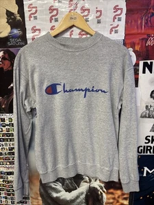 🔥🔥Vintage 90s Champion Sweatshirt Gray Long Sleeve Graphic Logo Size L 21 x 25 - Picture 1 of 3