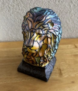 3-D Small Lion Head Table Lamp Faux Stained Glass Night Light Desk Lamp - Picture 1 of 7