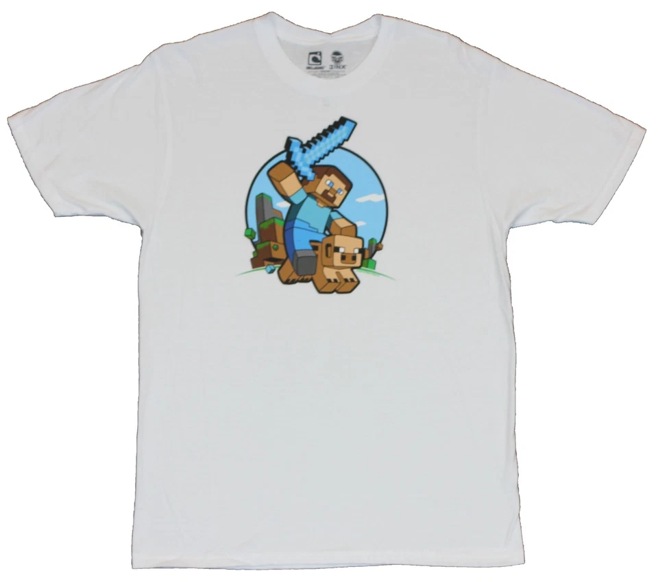 Camiseta Minecraft para hombre - Steve Circle Pig Ride Image Foto 1 de 1