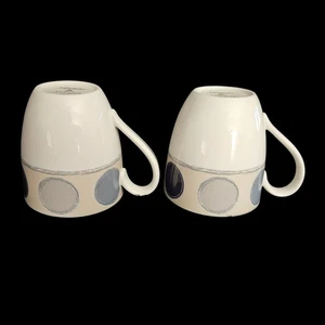 Noritake Ambience Java Graphite 7998 Coffee Mugs Set of 2 Gray Blue Dot NWT - Picture 1 of 8