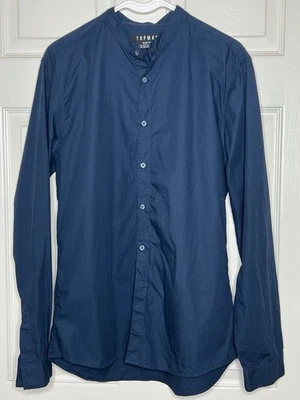 Topman Button Up Shirt Mens Medium Long Sleeve Blue Business Casual Office - Image 1 of 4