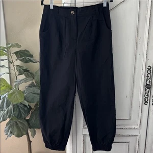 NWT Halara Pants Women's Medium Black Jogger Zipper Pocket Cotton Casual Comfort - Picture 1 of 7
