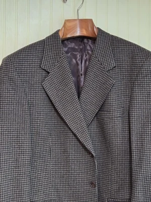 Blazer Gianfranco Ruffin Para Hombres 44R Marrón Pata de Gallo Cuadros Abrigo Deportivo Chaqueta Foto 1 de 4