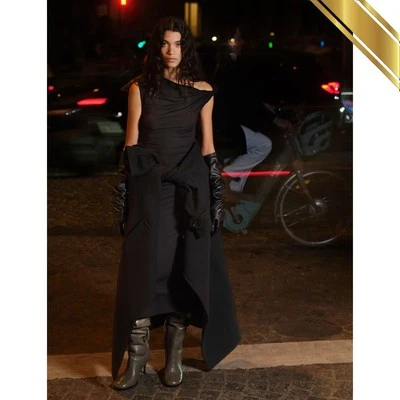 Vestido H&M 2025 Detalle Torcido Un Hombro Bodycon Drapeado Negro - H&M Original Foto 1 de 4