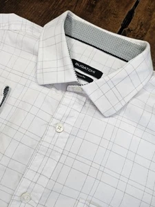Bugatchi Men's Size L Classic Fit White Plaid Long Sleeve Button Up Mens Shirt - Picture 1 of 6
