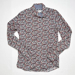 Camicia uomo Zara slim fit stampa floreale con bottoni taglia S blu navy - Foto 1 di 6