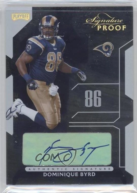 2006 Playoff NFL Playoffs Gold Signature Proof /50 Dominique Byrd Rookie Auto RC - Image 1 of 2