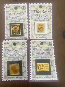 4 VINTAGE USPS METALL STEMPEL TAC ANSTECKNADELN LIEBE USA ungeöffnet - Bild 1 von 3