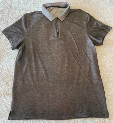 Calvin Klein Men's Gray Black Short Sleeve Regular Fit Zip Polo Shirt Size XXL - Image 1 of 4