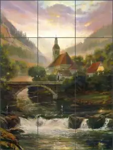 Piastrella chiesa alpina backsplash Nenad Mirkovich arte ceramica murale NMA003 - Foto 1 di 2