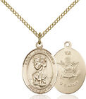 14K Gold Filled St Christopher Army Military Soldier Catholic Medal Necklace