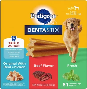 PEDIGREE DENTASTIX golosinas grandes para el cuidado dental para perros - paquete de variedad (51 golosinas) - Imagen 1 de 10
