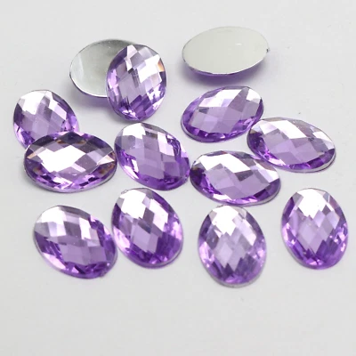 100 Dark Purple Flatback Acrylic Rhinestone Oval Gems 13X18mm No Hole - Image 1 of 4