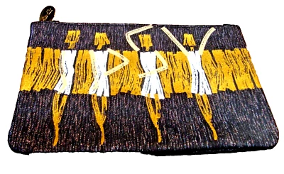 Bolsa de maquiagem Ipsy Glam bolsa cosmética ~ viagem de dançarinos de ouro 7"x 4.5" 310/869 - Imagem 1 de 3