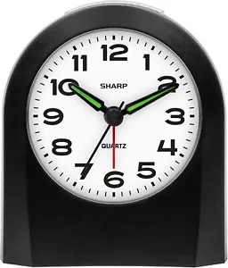 Small Battery Operated Analog Alarm Clock Silent No Ticking Lighted on Demand a - Picture 1 of 2