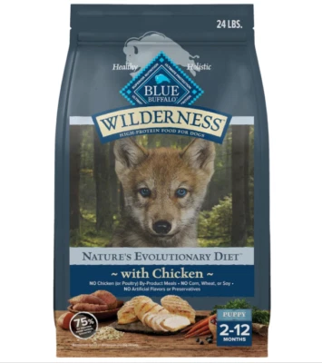 Blue Buffalo Wilderness Puppy Chicken & Wholesome Grains Dry Dog Food, 24 lb