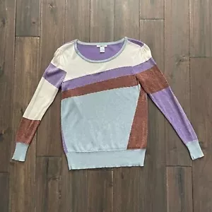 Bar III Multi Colored Sparkly Metallic Long Sleeve Top S - Picture 1 of 4