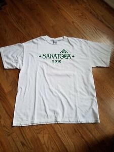 Saratoga Race Course Tshirt Irishfest 2010 White / Green Rare Size MED NEW OOP