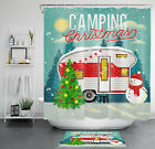 71" Christmas Tree Snowman Camper Shower Curtain Sets Bathroom Decor w/ Hooks