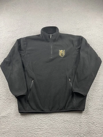 Vegas Golden Knights Sweater Adult Large Black Quarter Zip Pullover Fleece Mens Cover