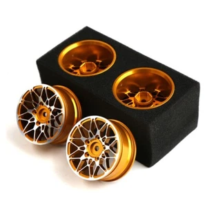 ALUMINIUM FELGEN TYP "DIAMOND" (4 STÜCK) IN ORANGE/SILBER FÜR TAMIYA TT-02 ETC. - Bild 1 von 1