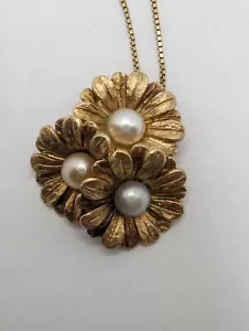Giani Bernini vergoldete Sterlingsilber Perle Blumen Anhänger Halskette -18 Zoll - Bild 1 von 8