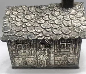 Silver Plated Repoussé Figral Money Box Denmark Hansel and Gretel 1930's AS IS - Picture 1 of 24