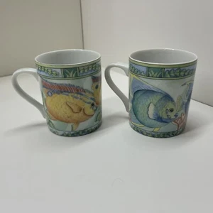 Tropical Angel Fish Japón Tazas Andrea por Sadek Mar Jardín Cerámica Café 2 Tazas - Imagen 1 de 6