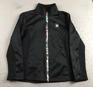 Sypder Sweatshirt Girls Large 14-16 Black Fleece Full Zip Mock Neck Long Sleeves - Picture 1 of 13
