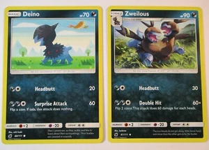 Carta Pokemon Deino 60/111 & Zweilous 61/111 S&M Crimson Invasion 2 - Foto 1 di 1