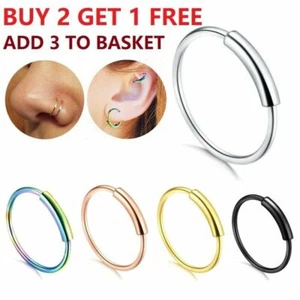 Anillo de aro septal anillo nariz bisagra segmento oreja hélice tragus manga de acero quirúrgico - Imagen 1 de 15