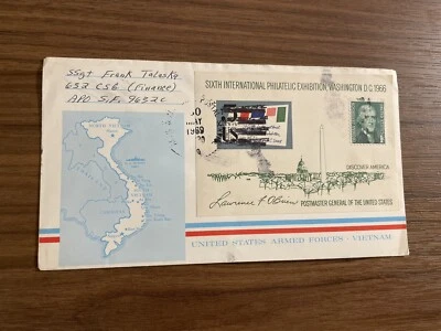 US 1969 Military Cover +Vietnam War +US APO Chop +Vietnam Map Cachet +IPE#1311 - Image 1 of 2
