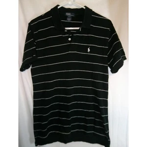 Polo Ralph Lauren Striped Polo Shirt Short Sleeve Classic Black L(16/18) - Picture 1 of 3