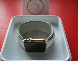 Apple Smart Watch 42mm White Sports Wrist Band Strap 24k Gold Plated - Picture 1 of 5