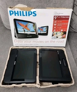 Philips Portable Black DVD Player 9" LCD Dual Screens PD9012/17 MP3 Player - Picture 1 of 11